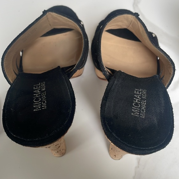 EUC Michael Kors Astor Black Suede Studded Corked Platform Slide Size 9 - Picture 4 of 9